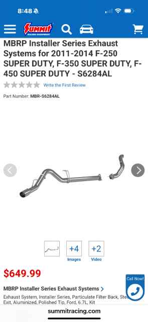 Fill MBRP Diesel Exhaust, Fits 2011-2016 Ford 6.7 